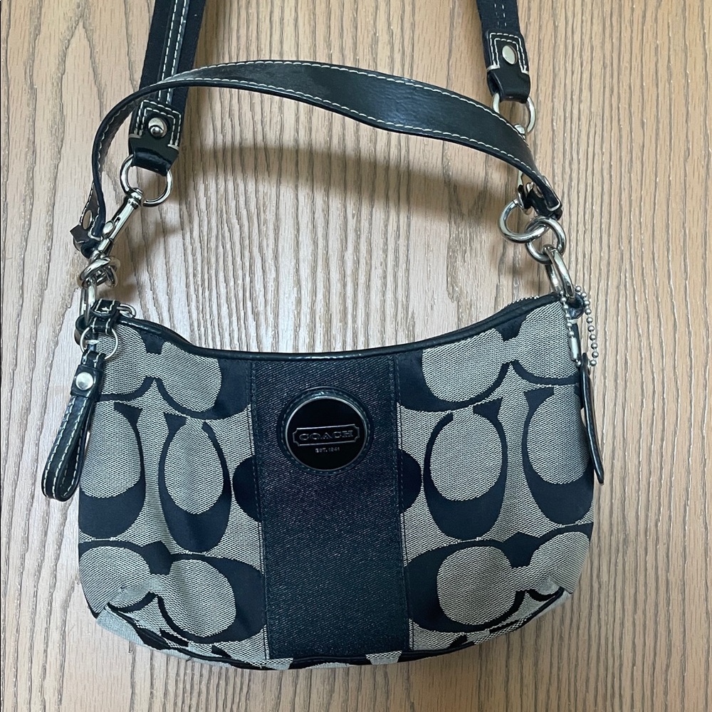 Coach Two-Tone Black and Gray Signature Shoulder Bag